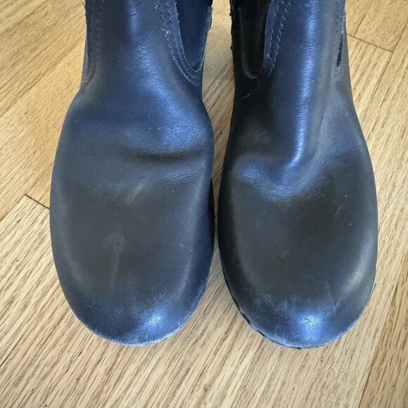 No. 6 Leather Clog Buckle Boot Womens 40* Black Leather Zipper Ankle Mid Heel - Picture 5 of 7